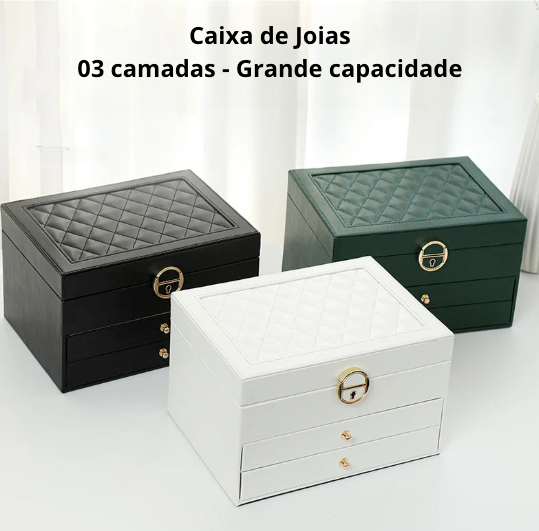 💎 Caixa de Joias de Três Camadas /  Grande Capacidade